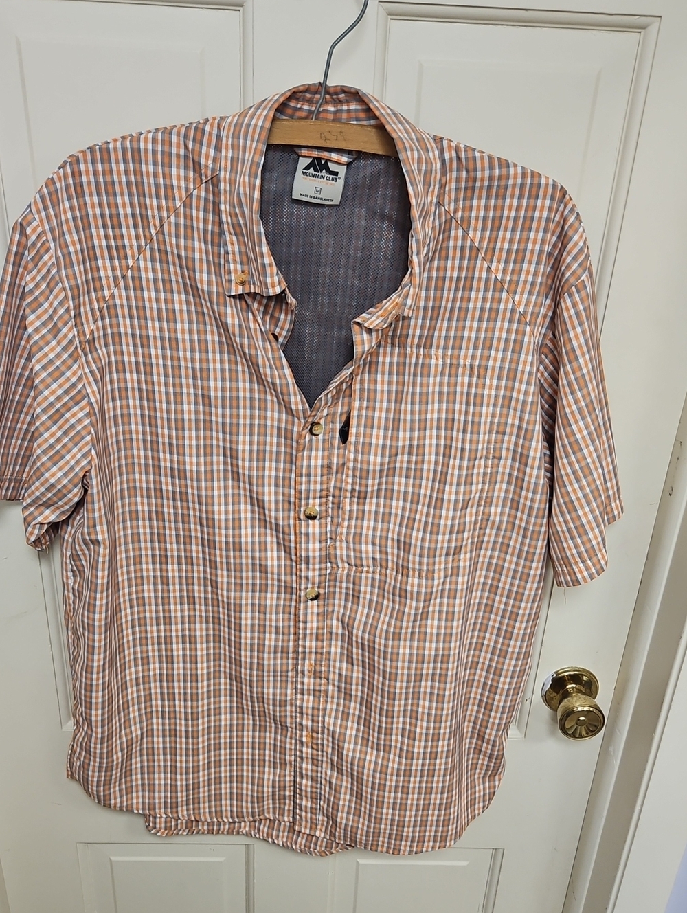 Outdoor Camping Huking Life Men's Short Sleeve Plaid Button-Down Shirt